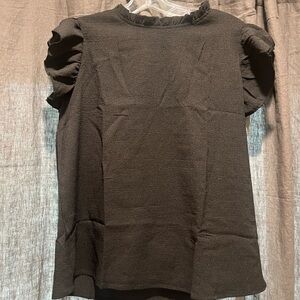 ruffle neck and sleeve top